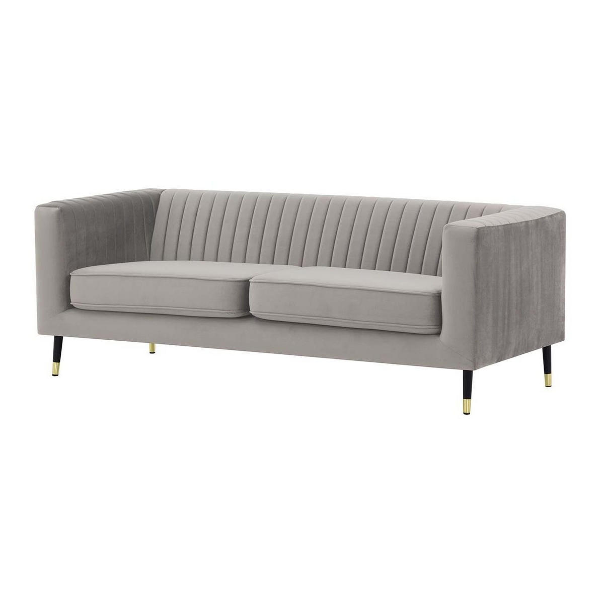DREISITZER SOFA Slender-Velluto 15 - Hellgrau, Holz/Textil (201/71/83cm) - SLF24