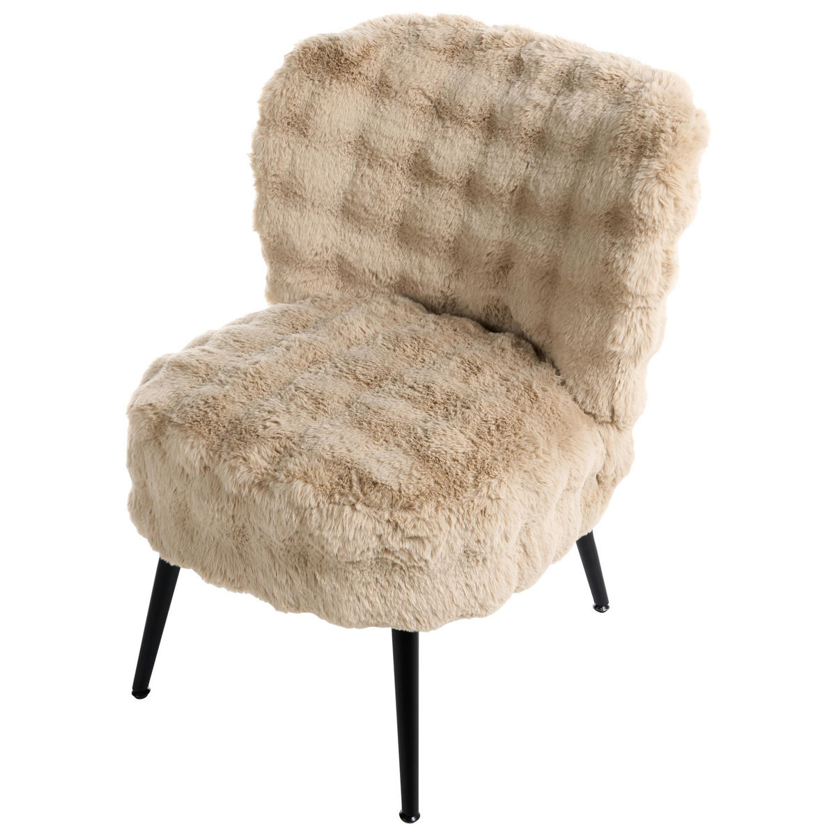 SESSEL Webpelz Beige Voss - Beige/Schwarz, Textil (60/76/52cm) - Beliani