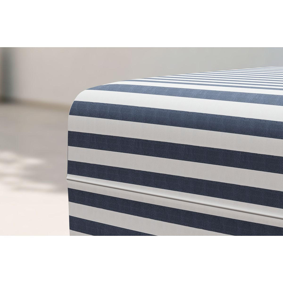 OUTDOOR-POUF mit Streifen, weiß und dunkelblau - Dunkelblau, Textil (95/42/95cm)