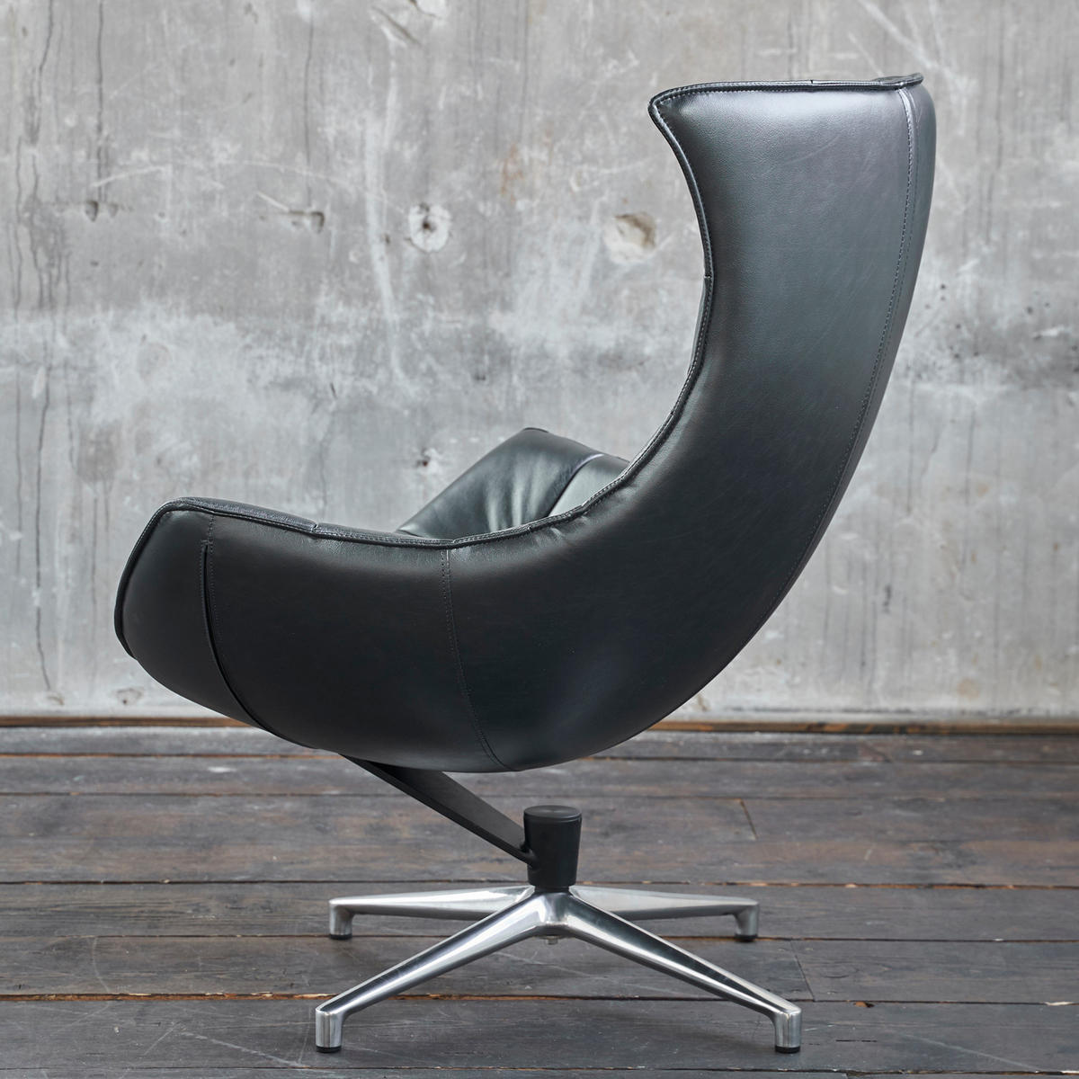 DREHSESSEL SKIO Silbergrau Leder - Silberfarben, Leder (87/99/89cm) - KAWOLA