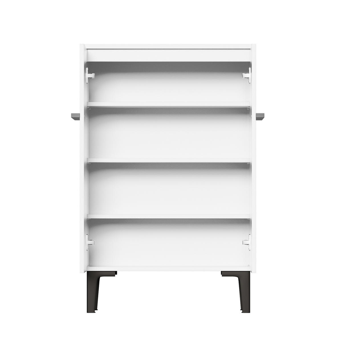 SCHUHSCHRANK mit Doppeltüren 60 x 34,5 x 95 cm Weiß/Schwarz - Weiß, Holz (34.5/95/60cm) - Beauniv