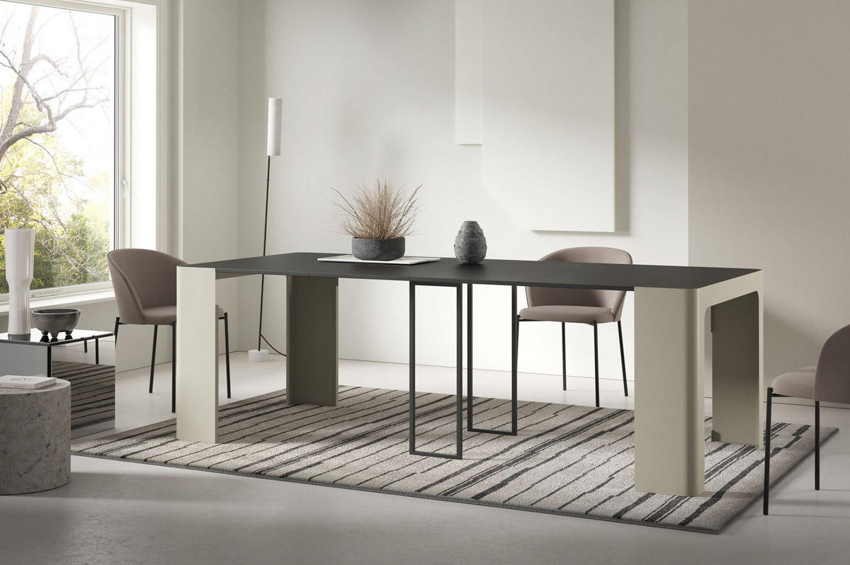 KONSOLENTISCH Envaris rechteckiger ausziehbarer, Schwarz 50-300/110/78 cm - Kaschmir/Schwarz, Holzwerkstoff/Metall (50/110/78cm) - WFL GROUP
