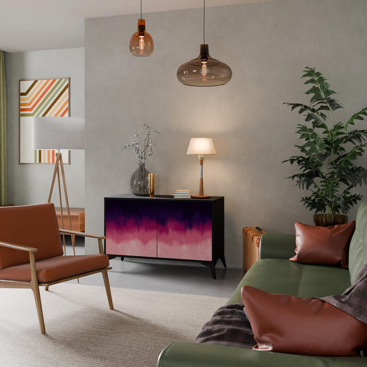 SIDEBOARD AURORA BOREALIS, Eicheneffekt, 111x42x77,5 cm, 2 Türen - Eichefarben/Buchefarben, Holzwerkstoff/Buchenholz (111/77.5/42cm) - SpaceRebels