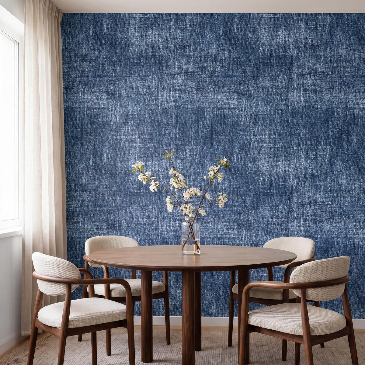 TAPETE - Leinen - Textur - Muster - Denim - Rustikal - 200x220 cm - Blau, Papier (200/220cm) - OnlyWow