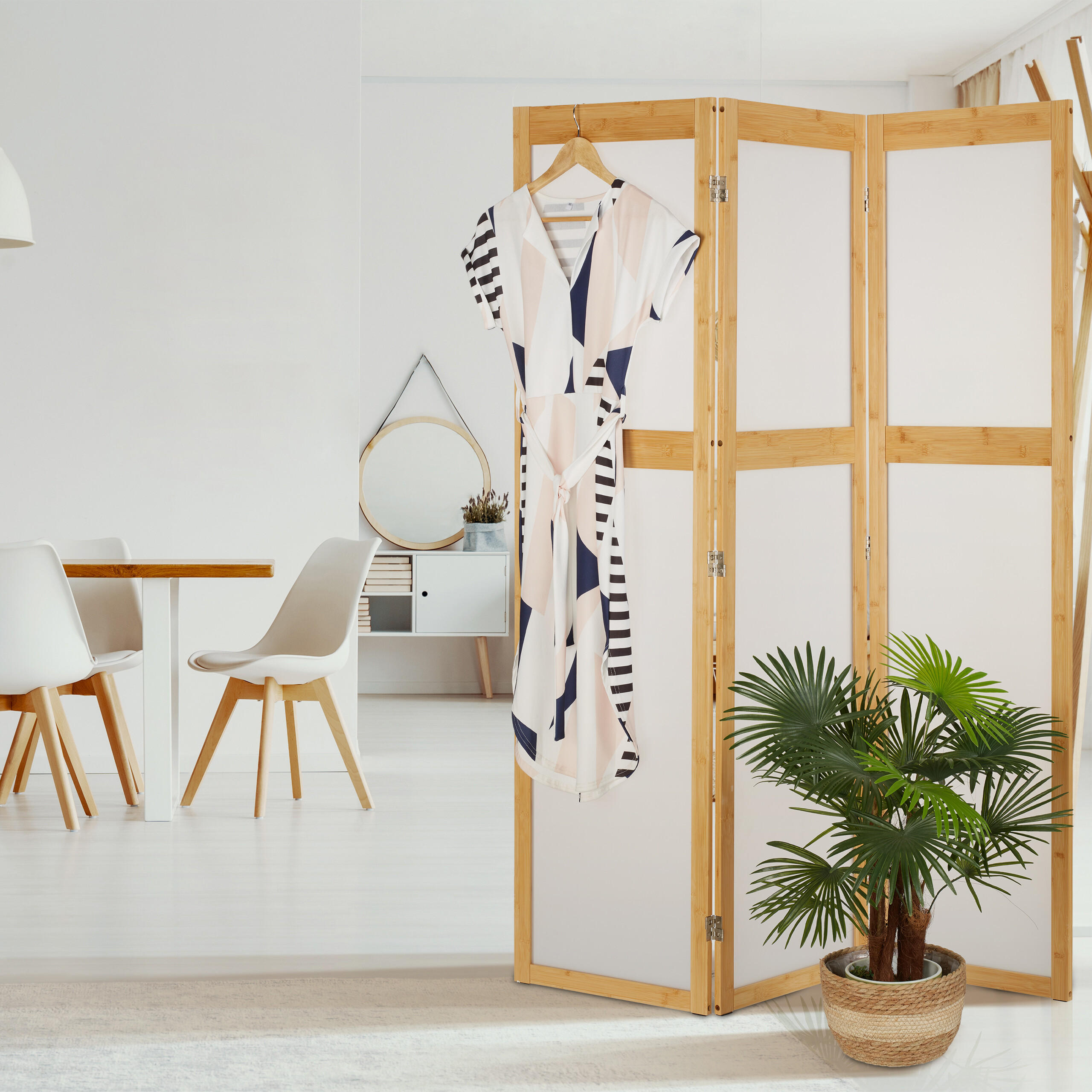 PARAVENT - Hellbraun, Holz/Kunststoff (135.5/168/1.5cm) - Relaxdays
