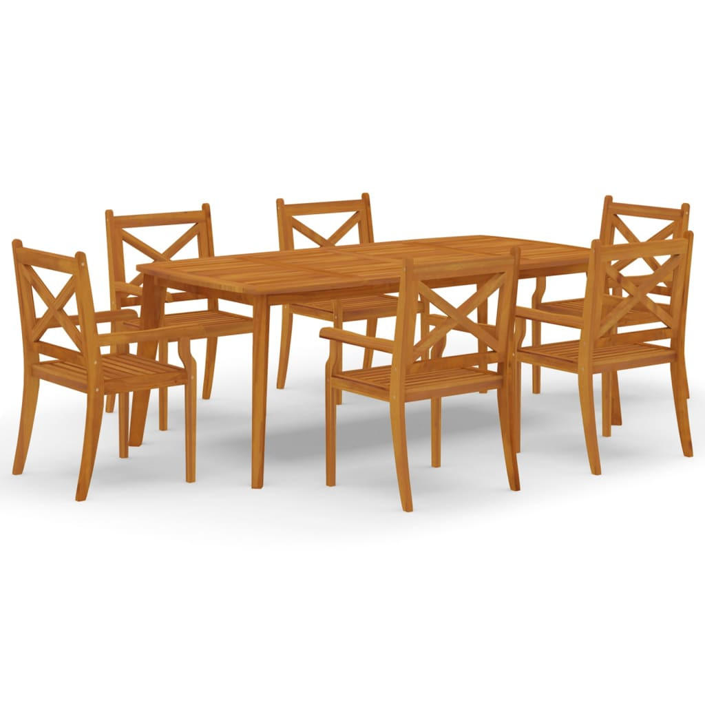 GARTEN-ESSGRUPPE 7Er Set Massivholz Akazie - Braun, Holz - vidaXL