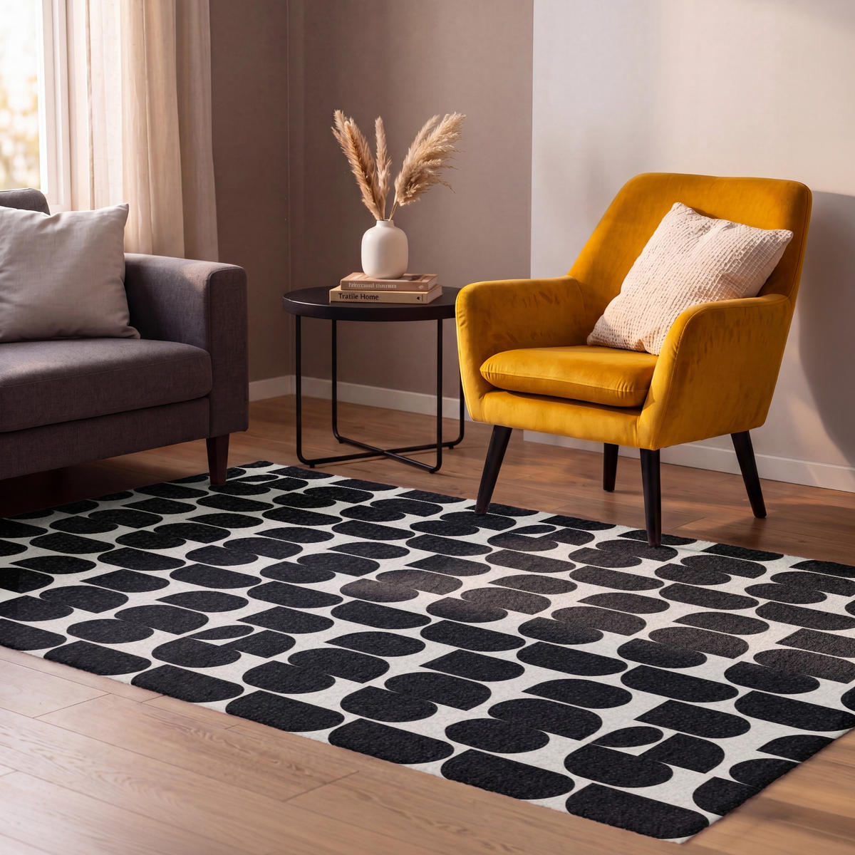 PREPROGE - Polkrogi - 90x150 cm - črna, umetna masa/tekstil (90/0.4cm) - OnlyWow