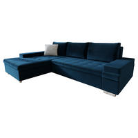 ECKSOFA Bangkok Mini - Silberfarben/Dunkelblau, Holz/Textil (274/182cm) - MIRJAN24