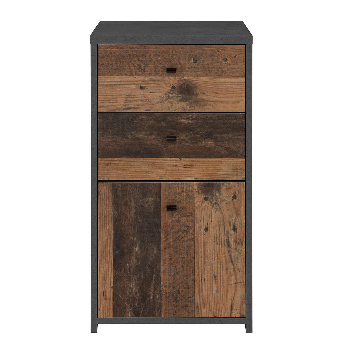 KOMMODE - Dunkelgrau/Schwarz, Holzwerkstoff/Kunststoff (40/77/30cm) - home24