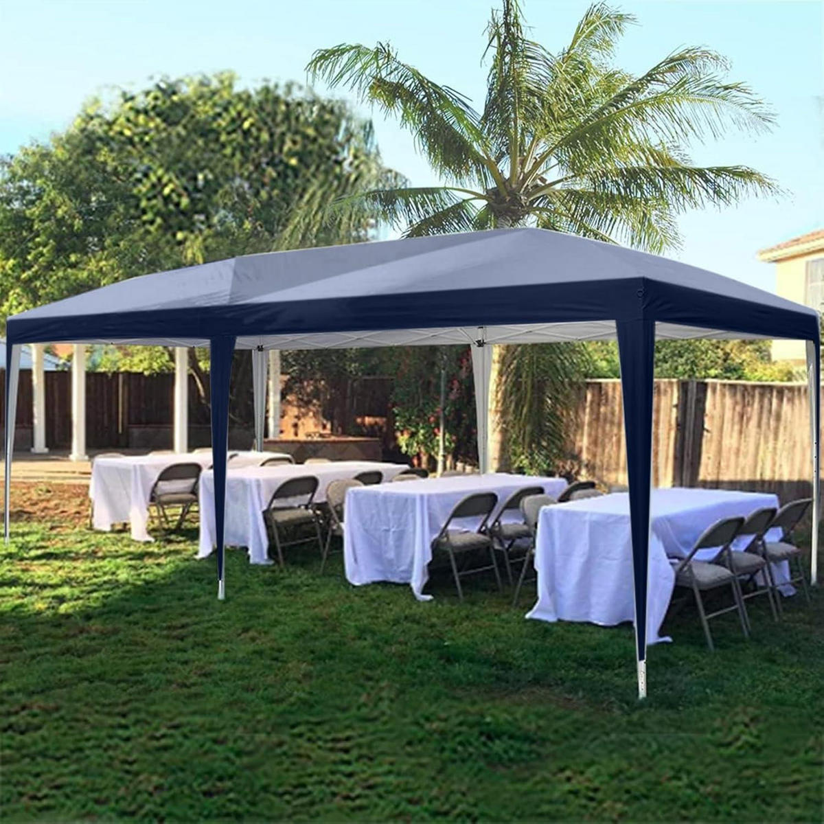 FALTPAVILLON 3x6m Dunkelblau wasserdicht mit Seitenwänden - Dunkelblau, Textil (256/256/256cm)