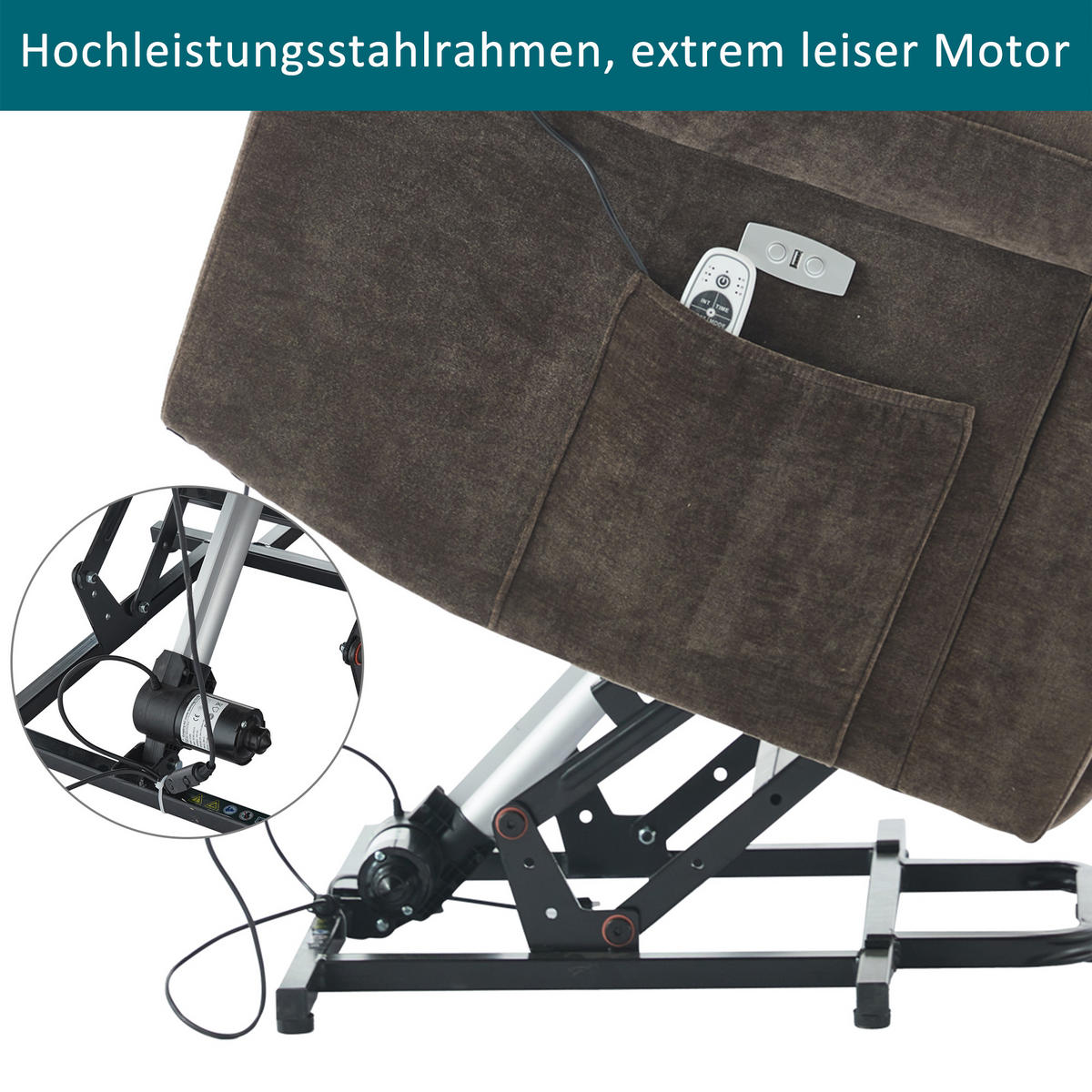 MASSAGESESSEL Elektrisch 8 Punkt Massage Heizung USB Braun - Braun, Textil (95/107/94cm) - FLIEKS