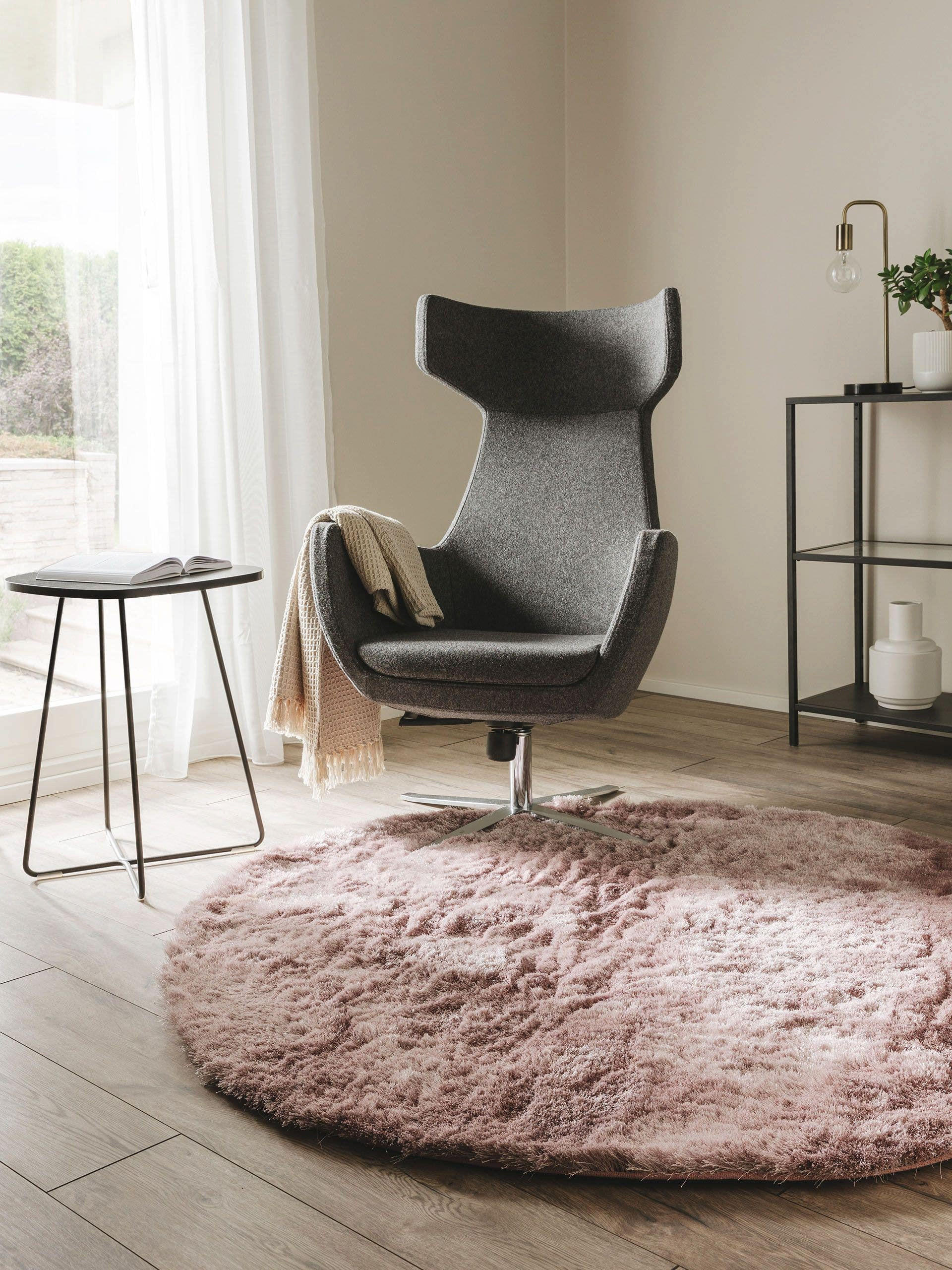 HOCHFLORTEPPICH Whisper Rosa ø 160 cm rund - Rosa, Textil (160/160cm) - benuta Nest