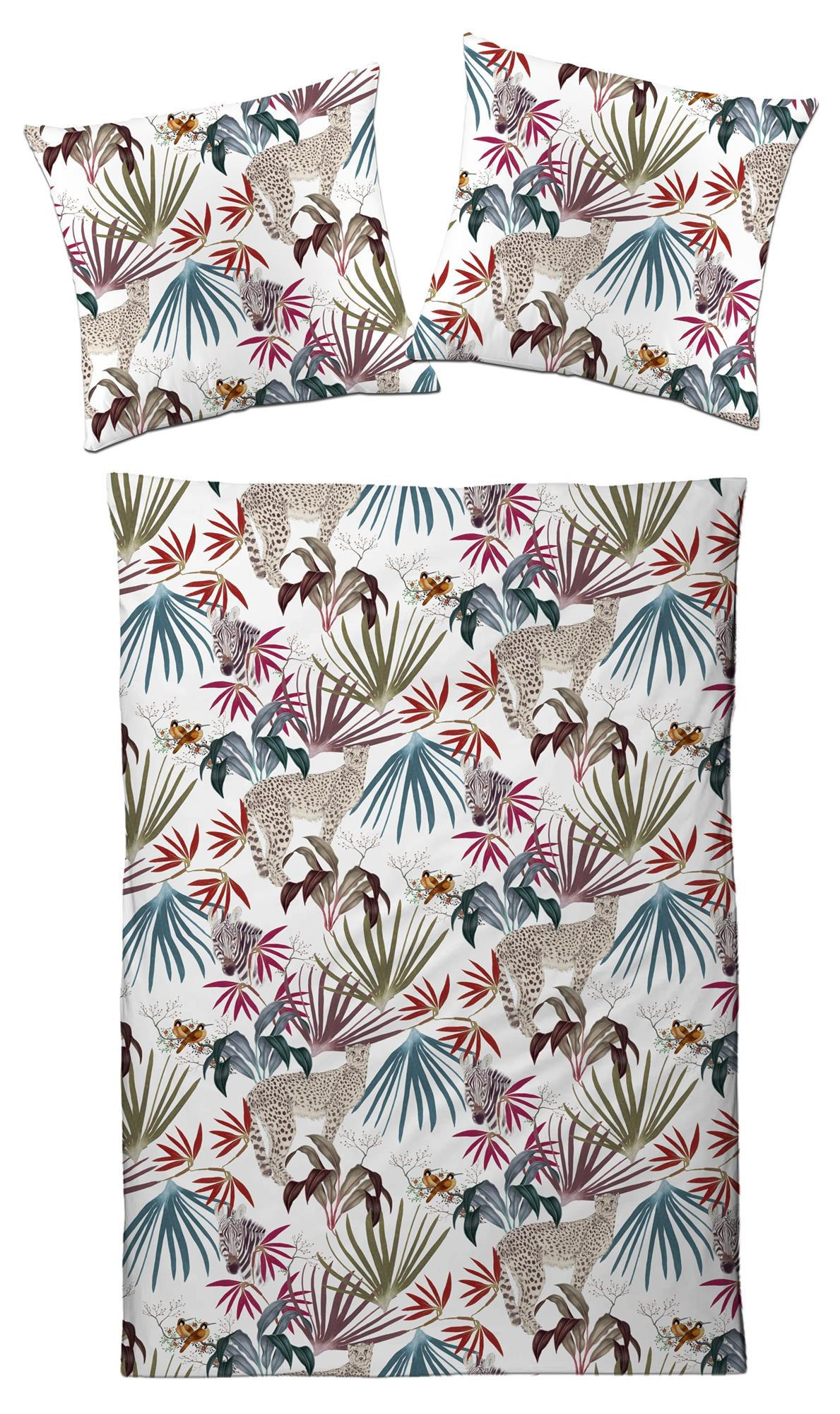 MAKO-SATIN-BETTWÄSCHE 135x200 Bettbezug Afrika Tiere Muster Baumwoll Bettwaren - Made in Germany - Multicolor, Textil (135/200cm) - Carpe Sonno