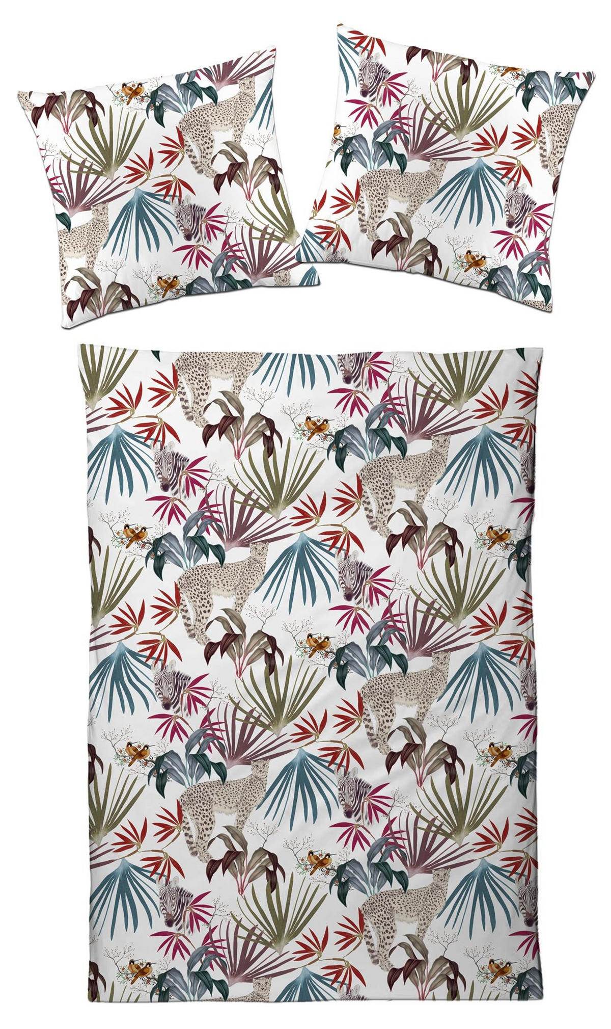 MAKO-SATIN-BETTWÄSCHE 135x200 Bettbezug Afrika Tiere Muster Baumwoll Bettwaren - Made in Germany - Multicolor, Textil (135/200cm) - Carpe Sonno