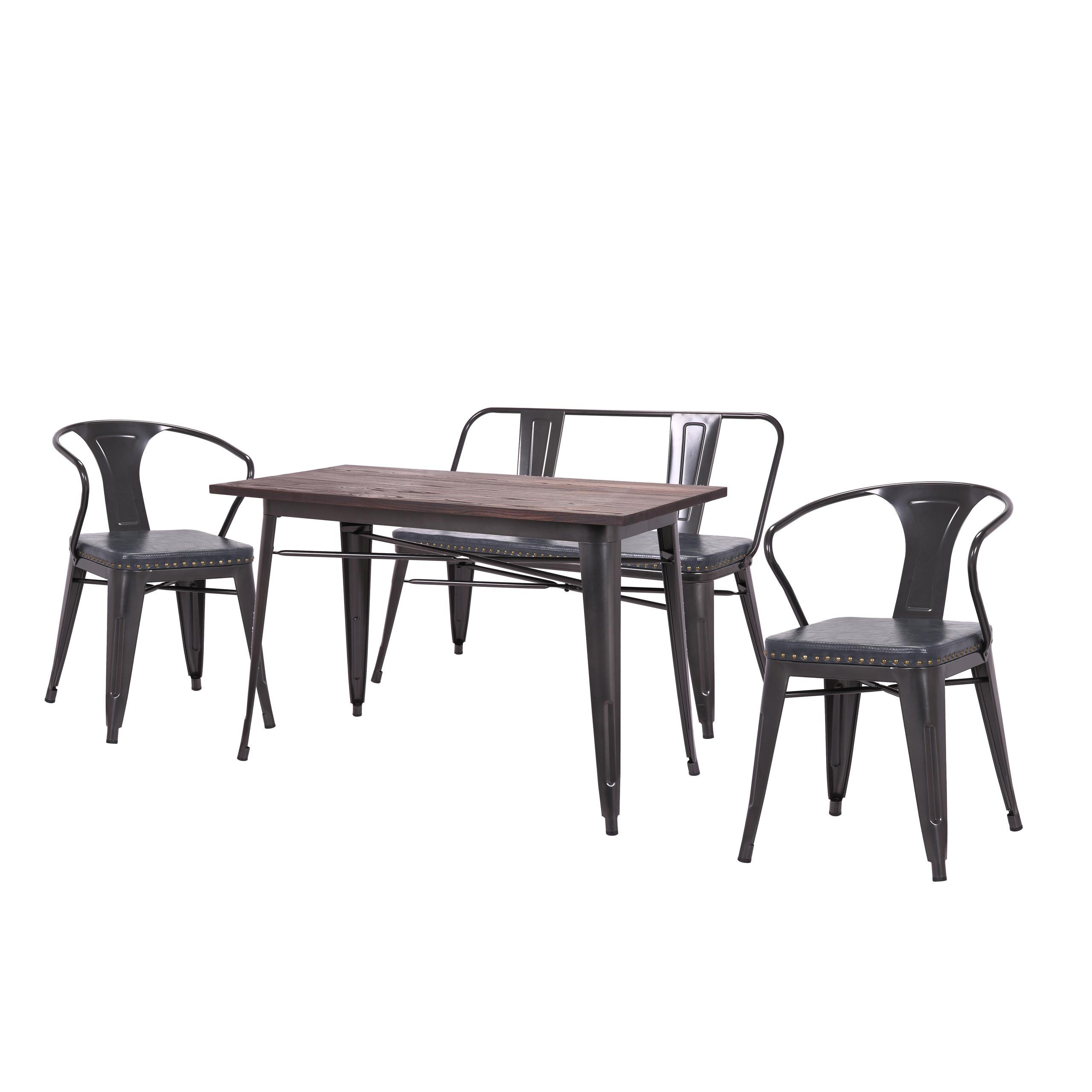 ESSZIMMER-SET Grau 4er-Set - Grau, Metall (120/115/60cm) - MCW
