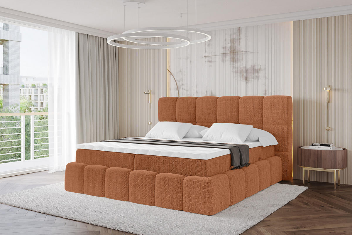 BOXBETT - AURI-H3 - 200x200 Apricot Aragon - Orange, Holzwerkstoff (200/200cm) - ALTDECOR