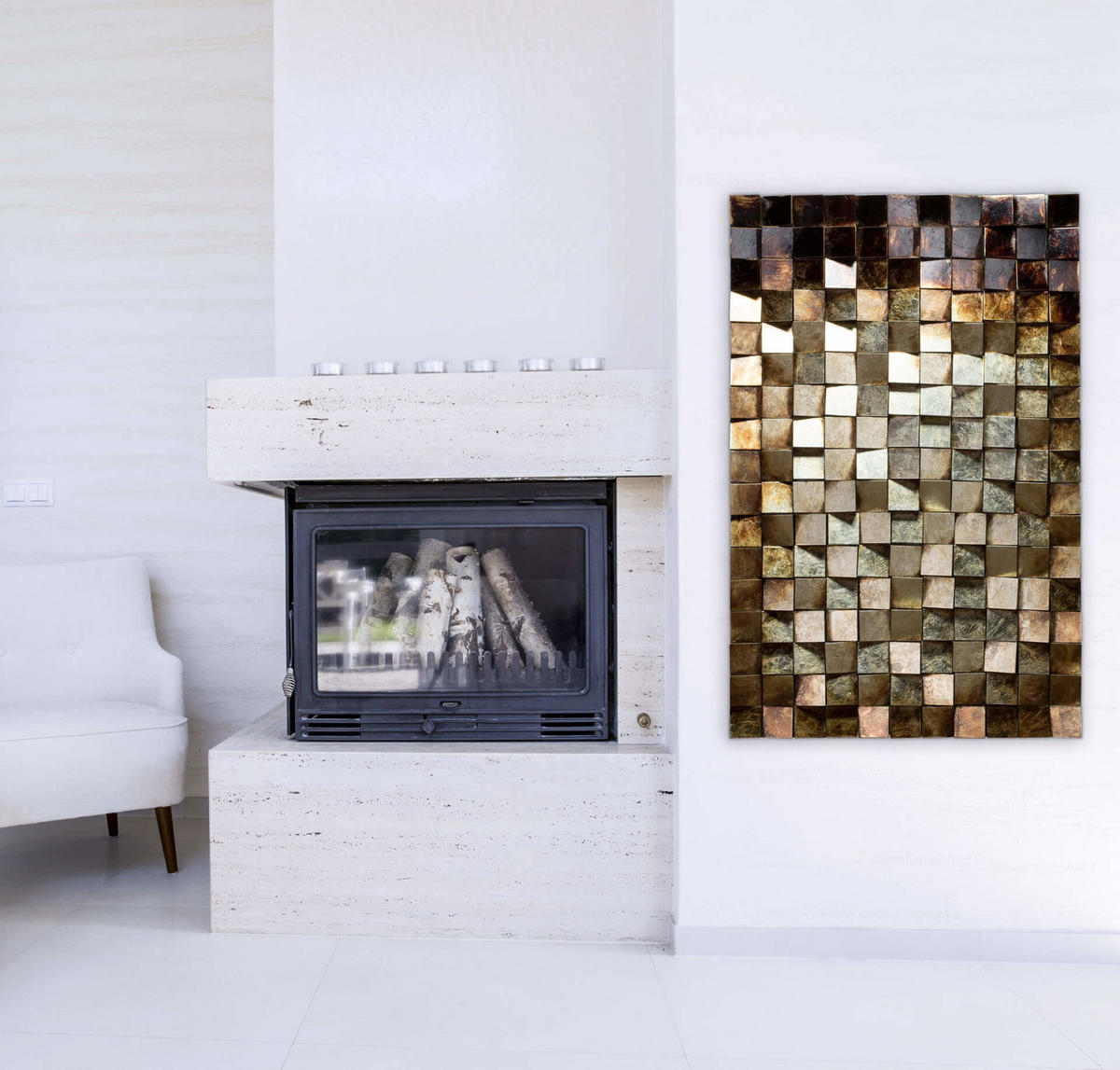 WANDBILD Silber 62/104 cm - Silberfarben/Braun, Holz/Kunststoff (6.8/104cm) - KUNSTLOFT