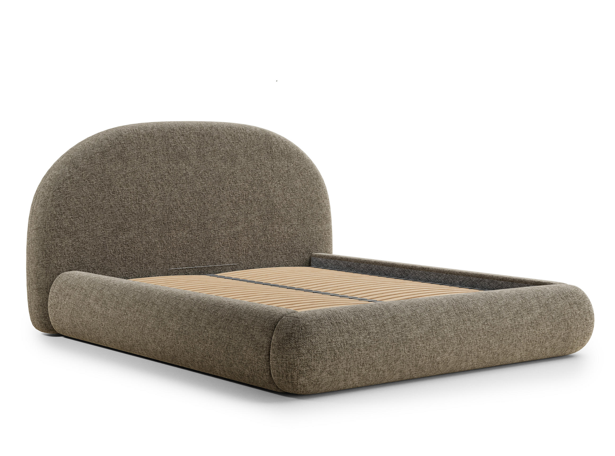 POLSTERBETT Maumere Braun 160/200 cm im Chenille-Stoff - Schwarz/Naturfarben, Holz/Holzwerkstoff (160/200cm) - Maison de Reve