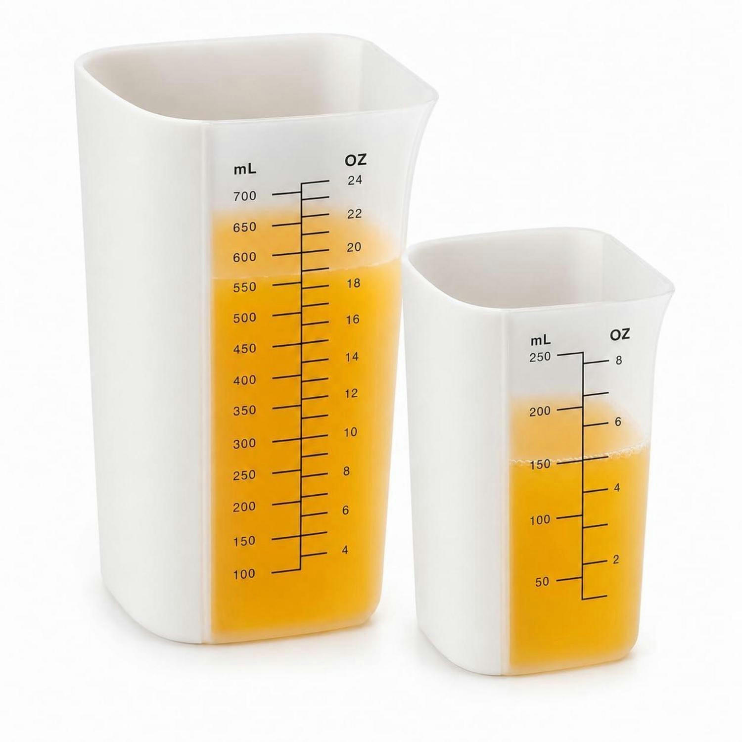 MESSBECHER Set 2er Silikon mit PP Griff - Weiß, Kunststoff (0.7L)