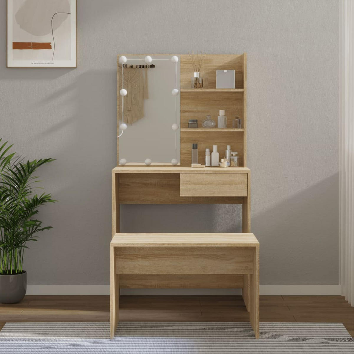 SCHMINKTISCH Dillard 74.5/40/141 cm - Braun, Holzwerkstoff (74.5/141/40cm) - Nettlife