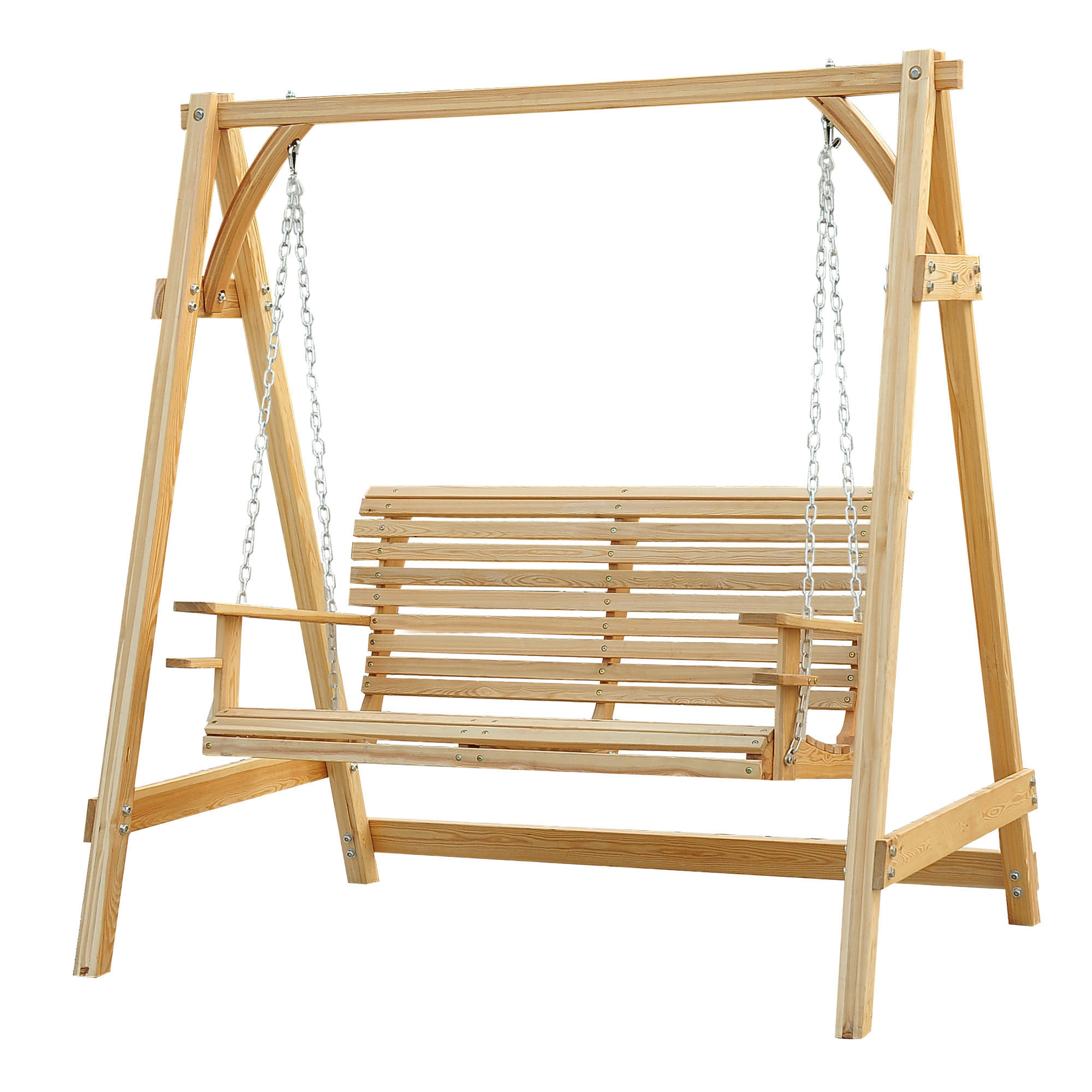 GARTENSCHAUKEL, Doppelschaukel aus Kiefernholz, nein - Birkefarben, Holz (62/21.8/342cm) - Vallsero
