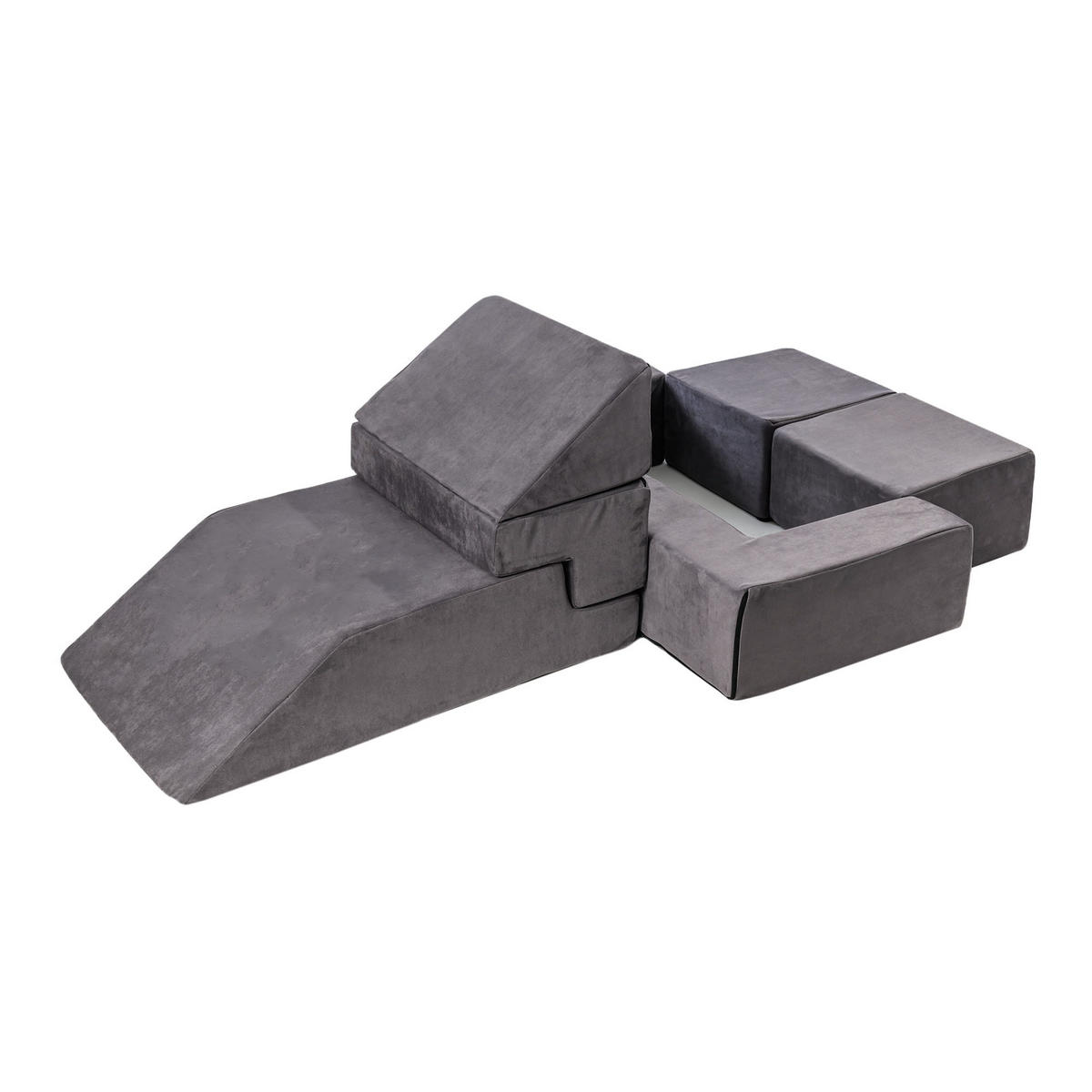 KINDERSOFA, Modulares Sofa für Kinder, Samt, Grau - Grau, Textil (35/100/40cm) - MeowBaby