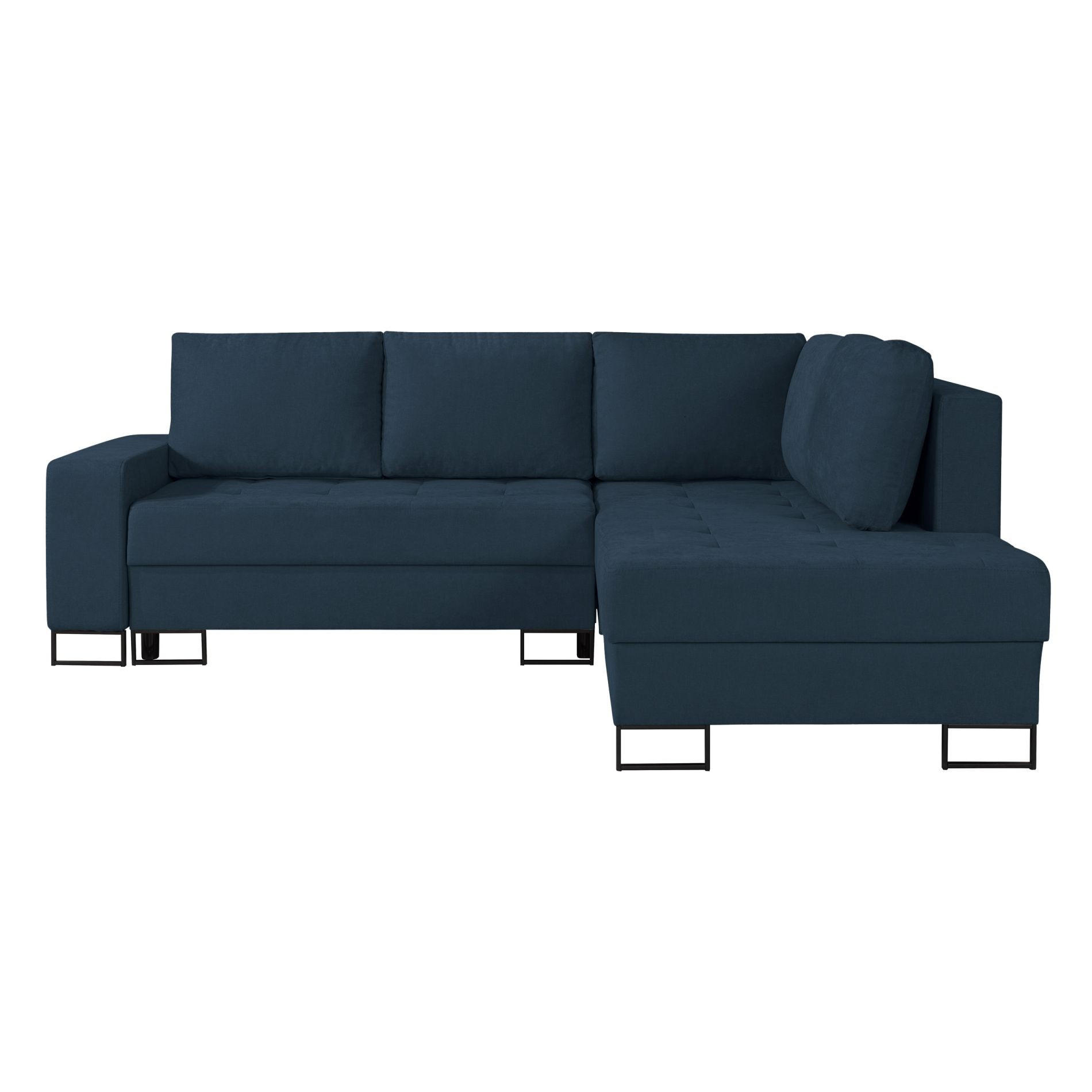 ECKSOFA Larelle Dunkelblau Chenille 245 cm - Schwarz/Dunkelblau, Textil/Metall (200/245cm) - Selsey