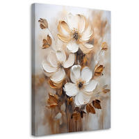 WANDBILD blumen in beige bemalt - Beige, Textil (70/100cm) - Feeby
