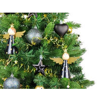 WEIHNACHTSBAUM künstlicher 60 cm mit LED-Beleuchtung, NACHTHIMMEL, mit 37 Weihnachtsbaumschmuck, Pflanztopf mit Jutesack - Goldfarben/Schwarz, Kunststoff/Stein (40/60cm) - LAALU
