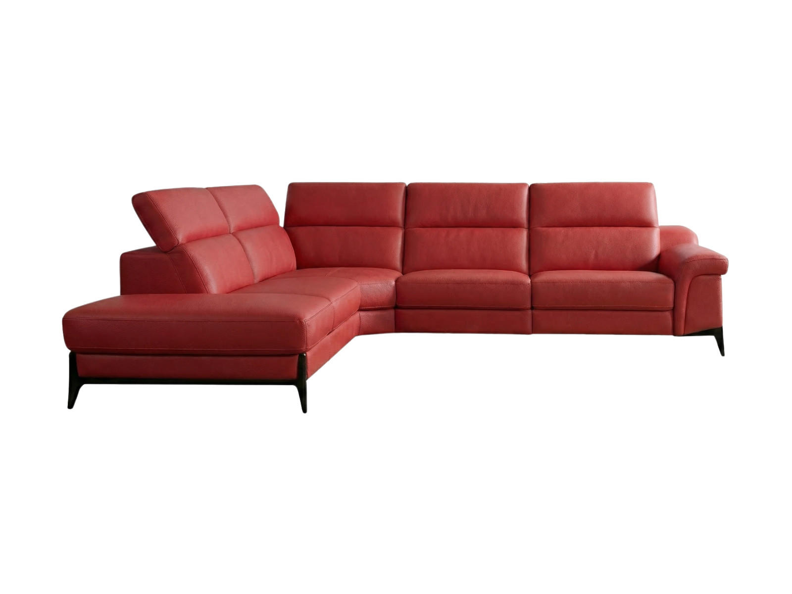 ECKSOFA Texas Echtleder Rot - Rot, Leder/Metall (274/238cm)
