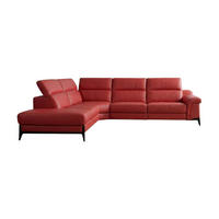 ECKSOFA Texas Echtleder Rot - Rot, Leder/Metall (274/238cm)