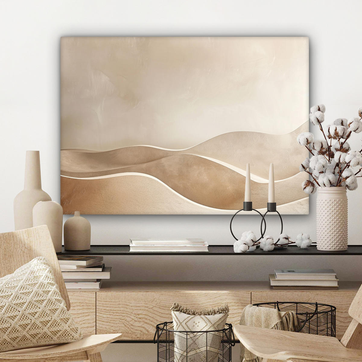 LEINWANDBILD Beige - Natur - Abstrakt - Modern Wandbilder 80x60 cm - Beige, Textil (80/60cm) - MuchoWow