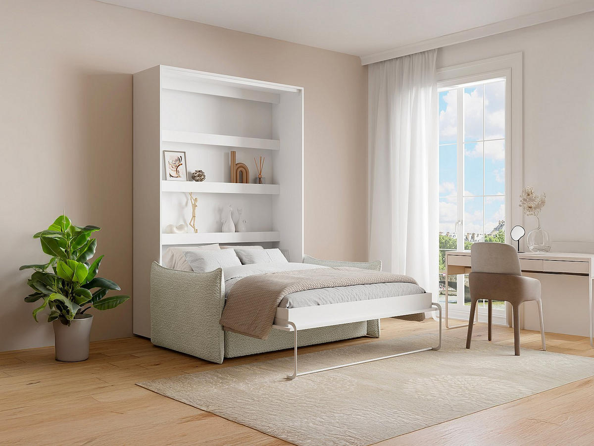 SCHRANKBETT - -Sitzer - Holz, Platte - Weiß - - Weiß, Holz (239.2/208cm) - Vente-Unique