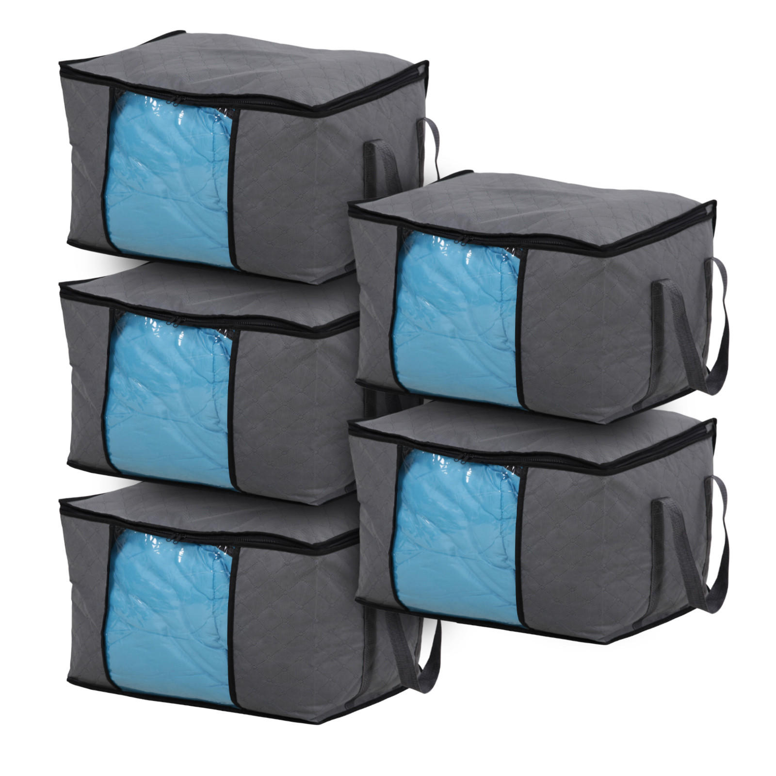 AUFBEWAHRUNGSTASCHE L 5er Set Dunkelgrau - Dunkelgrau, Textil (60/40/40cm) - SVITA