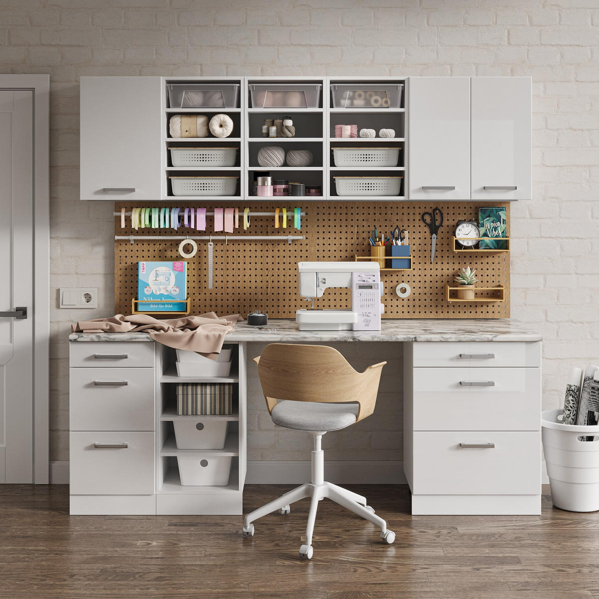 UNTERSCHRANK R-Line Weiß Hochglanz 80 cm mit Schubladen und Türen ohne AP - Weiß Hochglanz/Weiß, Holzwerkstoff (80/81.6/46cm) - Vicco