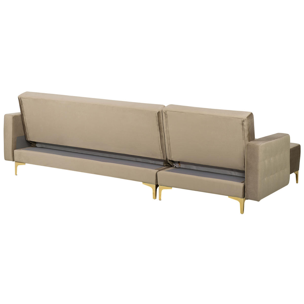 ECKSOFA Samtstoff Sandbeige linksseitig Aberdeen - Beige, Textil (267/168cm) - Beliani