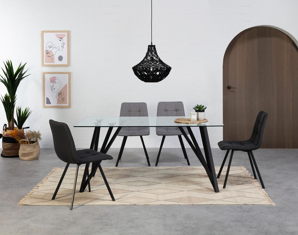 ESSTISCH Gaia Schwarz 160/90/75 cm - Schwarz, Metall (160/90/75cm)