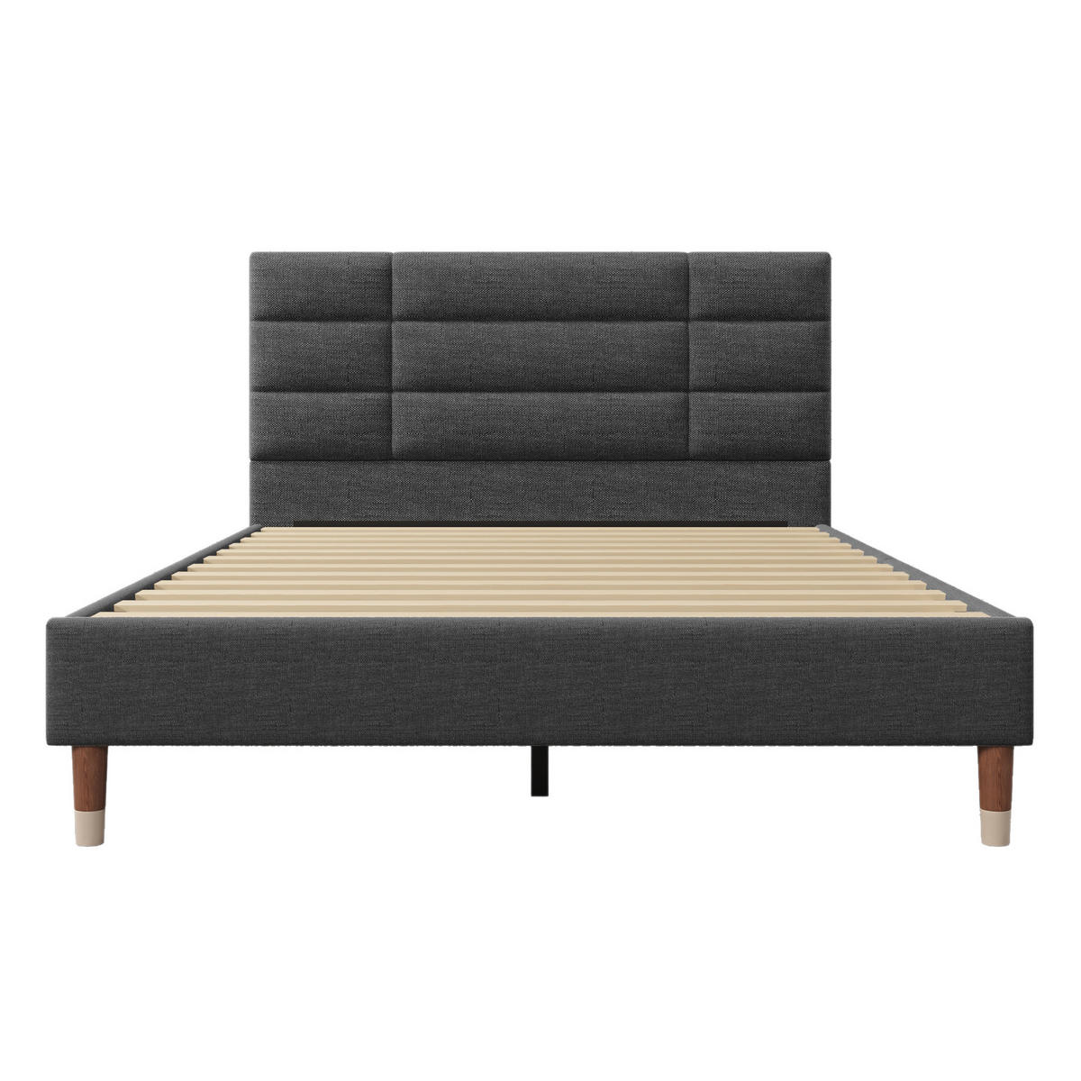 BETT mit Matratze und Lattenrost 140x200 cm Grau - Grau, Holz (140/200cm) - Meubliv