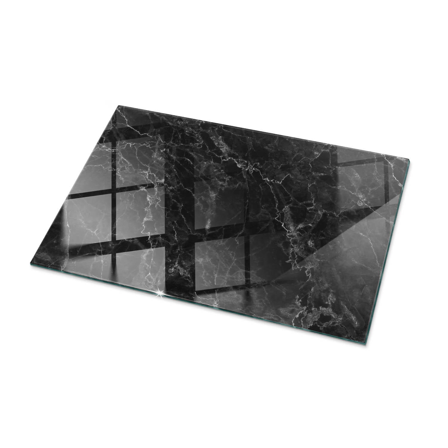 TISCHPLATTE 100x70 cm Marmoriert mit Aderung - Dunkelgrau/Hellgrau, Glas (100/70/0.4cm) - TULUP