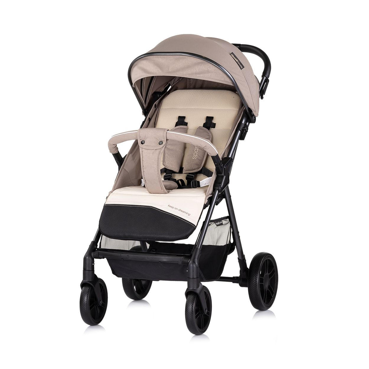 BUGGY Sparkle beige faltbar, Gurt am Griff, verstellbar - Beige, Metall (84/55/97cm) - Chipolino