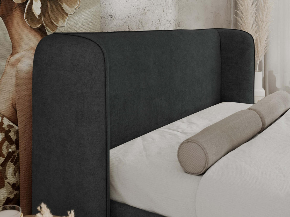 POLSTERBETT EMORA CLASSIC DUO 160/200 - Dunkelgrau Strukture - Pocket-Matratze - Dunkelgrau, Textil (160/200cm) - MKS