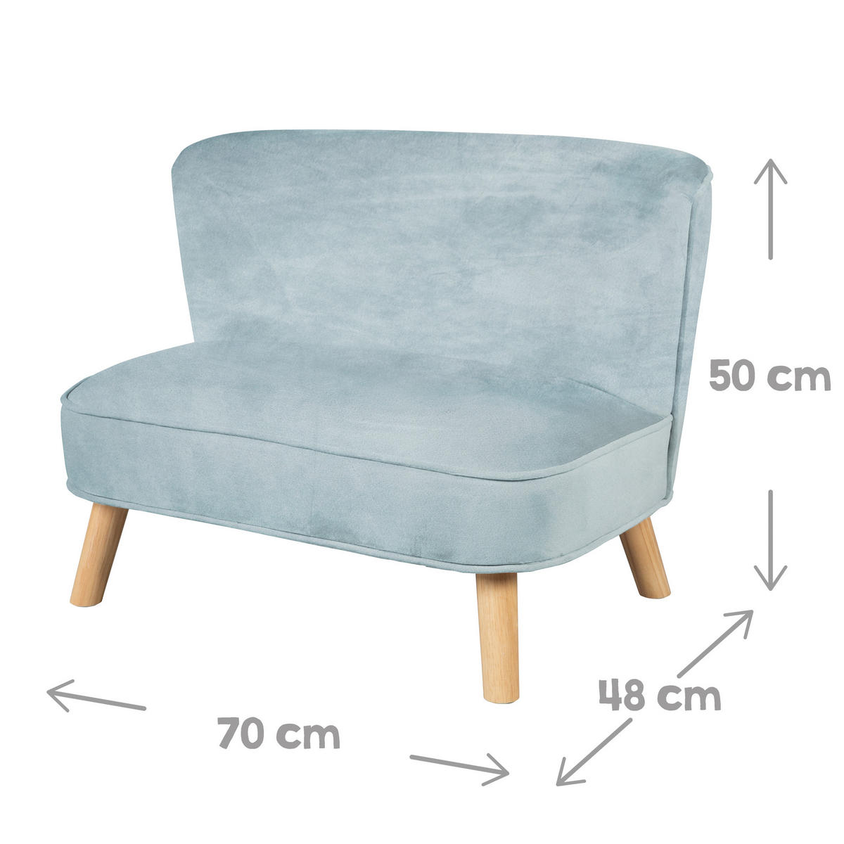 KINDERSOFA 3er-Set hellblau - Hellblau, Holzwerkstoff/Textil (70/50/48cm) - Roba