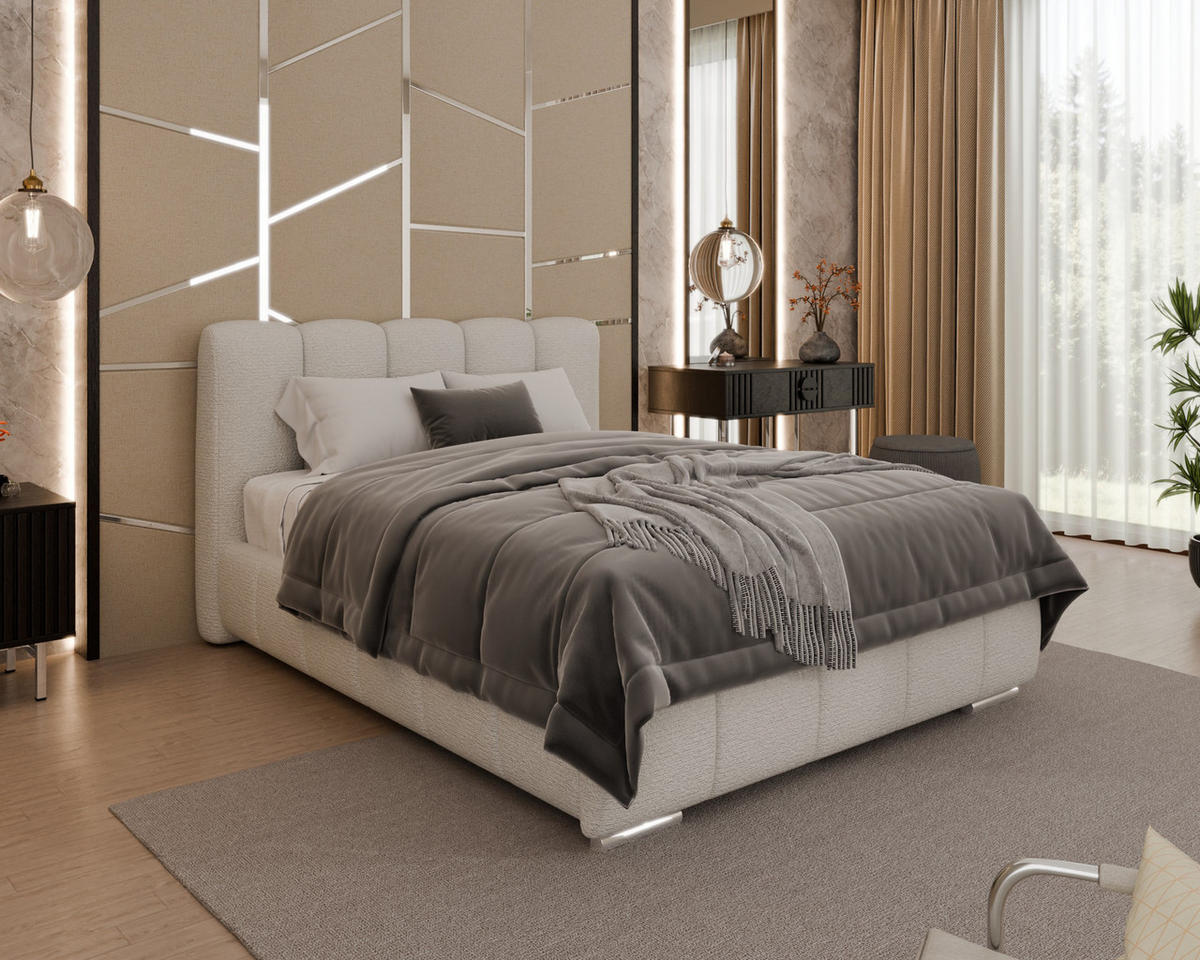 POLSTERBETT Zaira 140x200cm – Elegantes Polsterbett für modernen Wohnstil , ohne matratze, cappuccino - Cappuccino, Holz (100/200cm) - Homesy