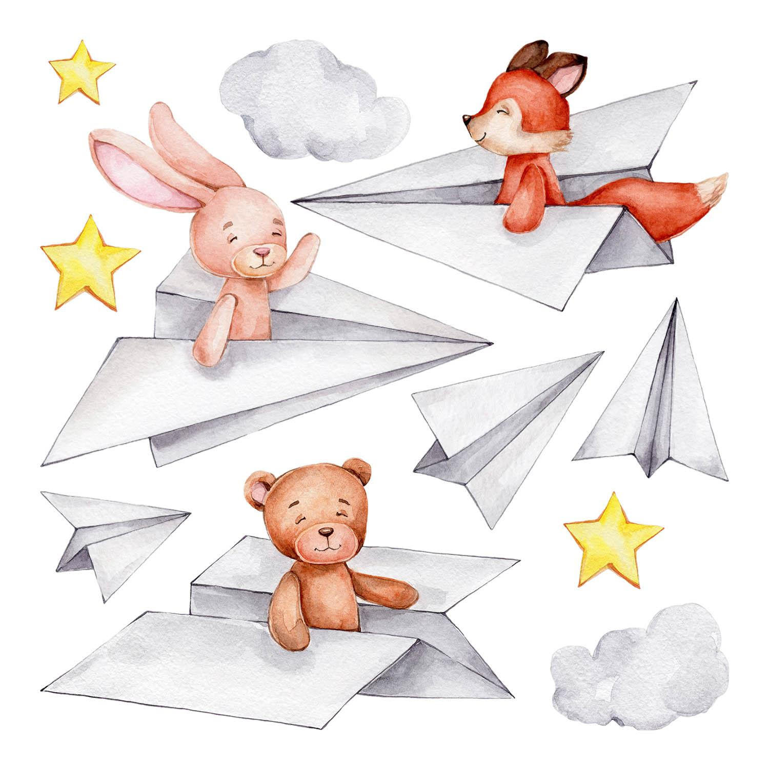 WANDAUFKLEBER 100x170cm - Niedliche Tiere - Multicolor, Kunststoff (100/170/0.1cm) - Wallfluent