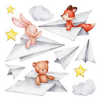 WANDAUFKLEBER 100x170cm - Niedliche Tiere - Multicolor, Kunststoff (100/170/0.1cm) - Wallfluent