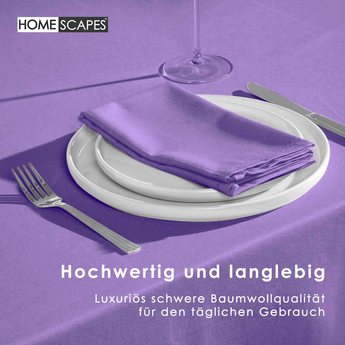 TISCHDECKE lila 137/137 cm, 100% Baumwolle - Lila, Textil (137/137cm) - Homescapes
