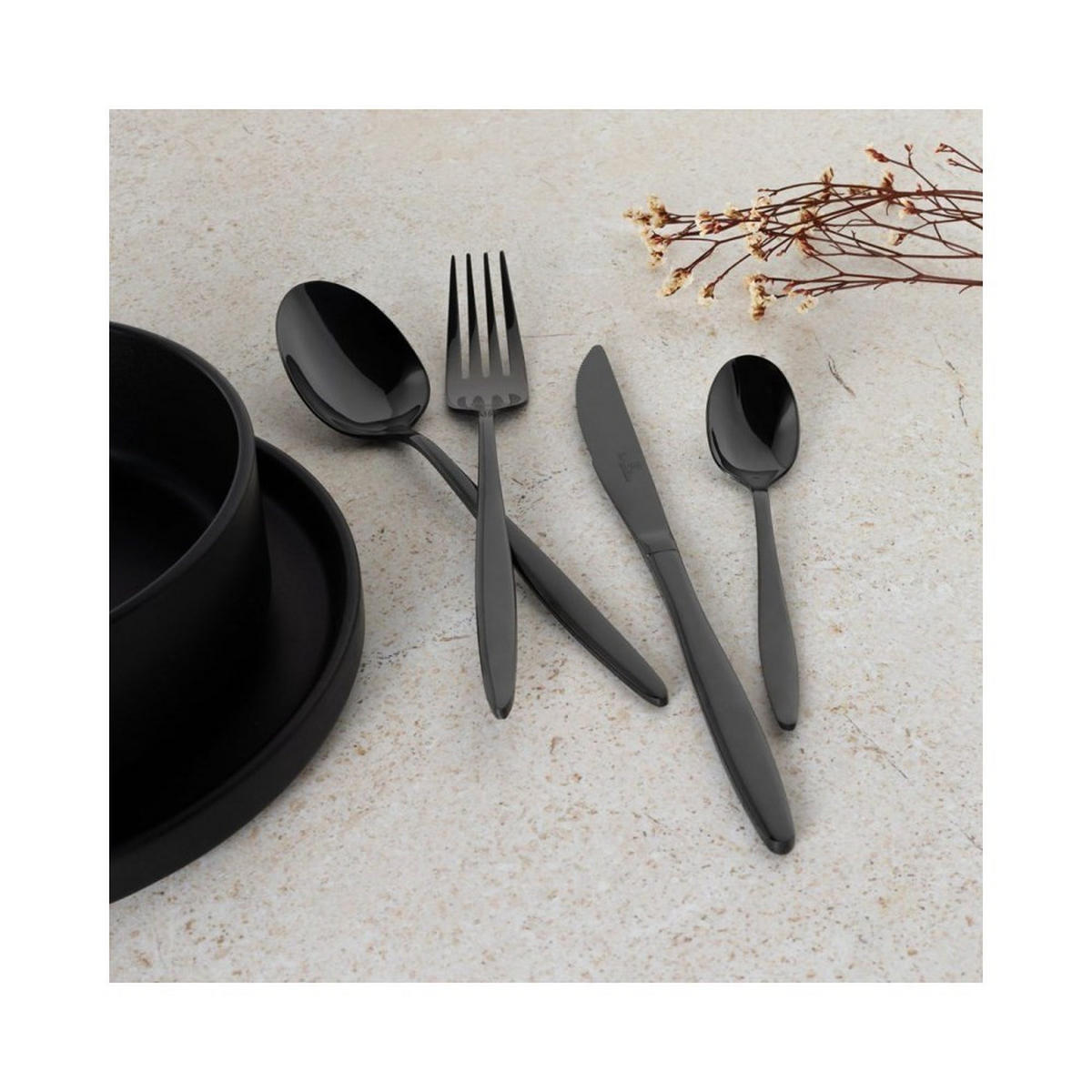 BESTECKSET Schwarz 30/20/8 cm BH3063 - Schwarz, Metall - Berlinger Haus