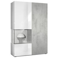 VITRINE Morena Tür und Einsatz in Beton Oxid Optik - Hellgrau, Holzwerkstoff (91.5/136.5/37cm) - Vladon