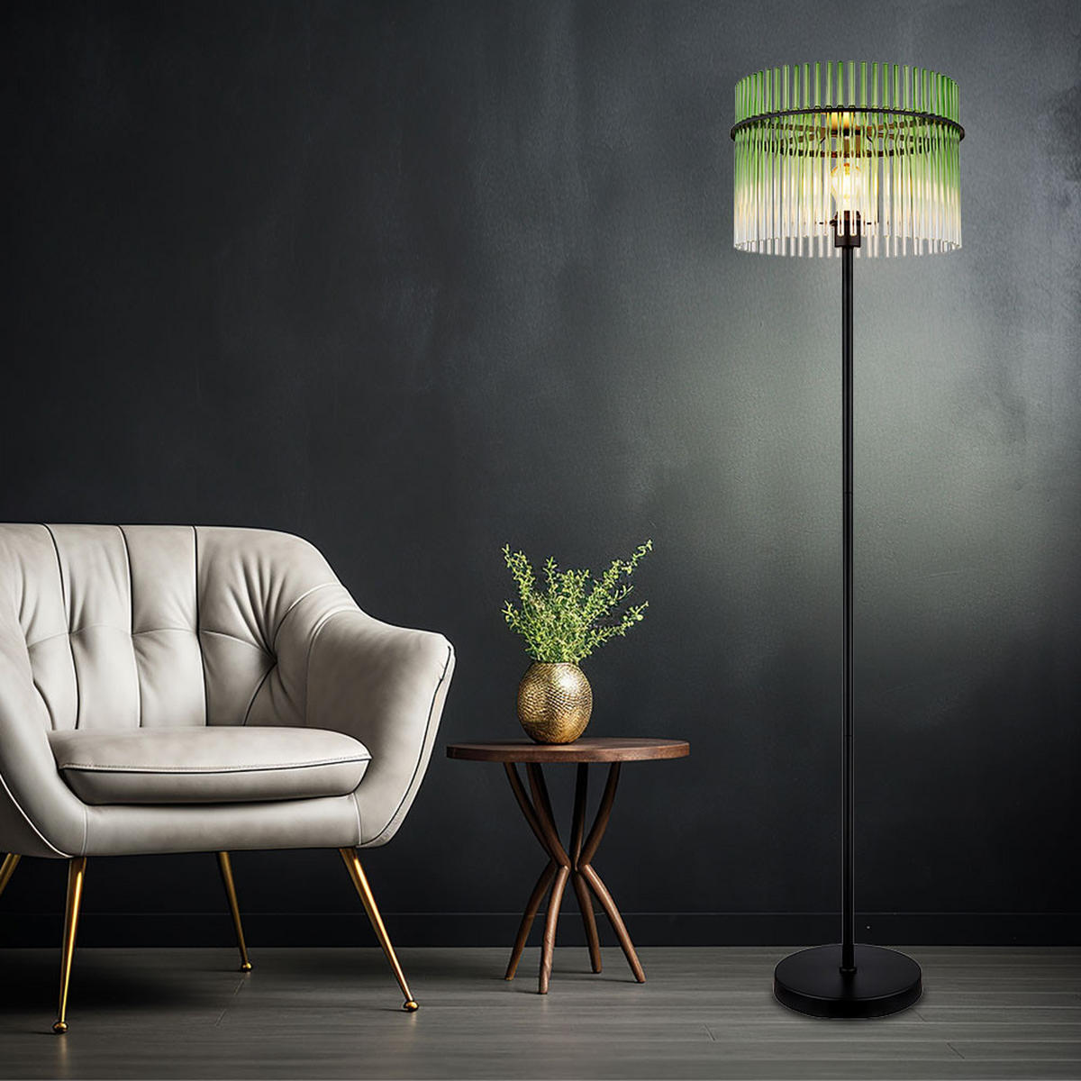 LED STEHLEUCHTE GORLEY Grün - Grün, Glas (38/38/152cm) - Globo Lighting