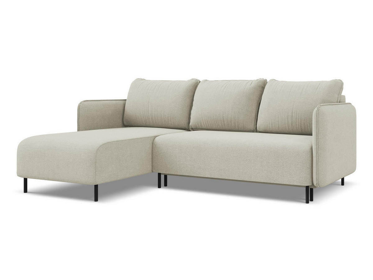 ECKSOFA mit Schlaffunktion Strukturstoff Stoff Beige - Beige/Creme, Holz/Textil (162/236cm) - Makamii